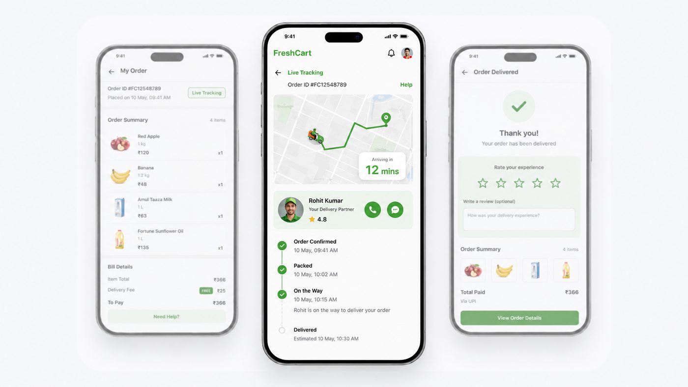 Live tracking screen