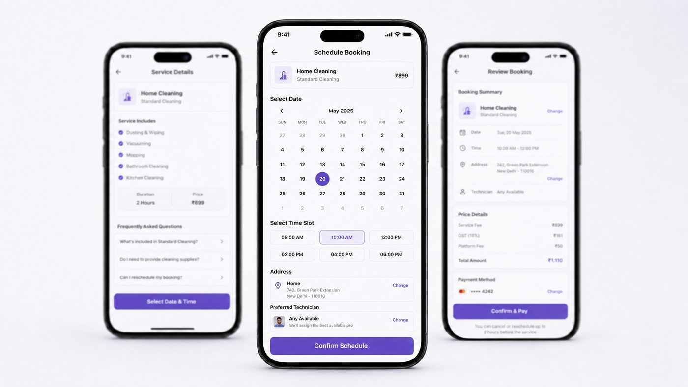 Rate & rebook screen